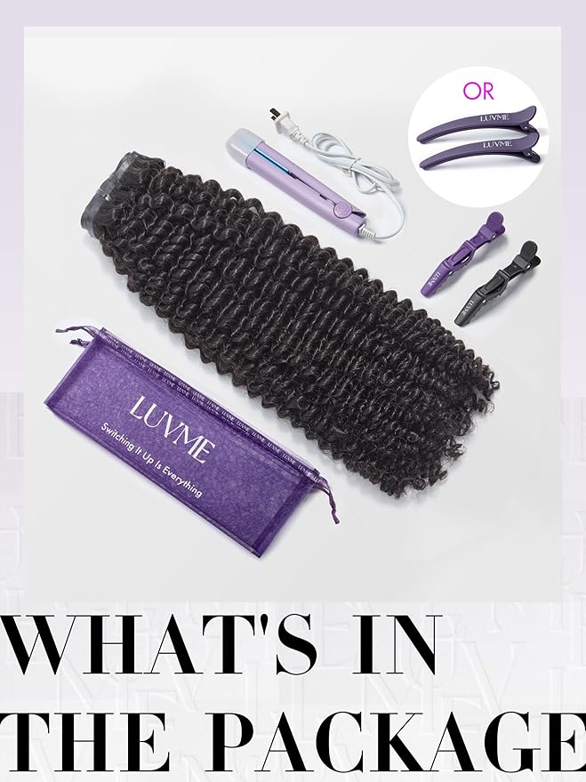 LUVME Curly Clip in Hair Extensions Real Human Hair Kinky Curly Clip Ins Fullness with 1 Pack for Women Brazilian Remy Human Hair Natural Black 135g 9pcs 16Inch