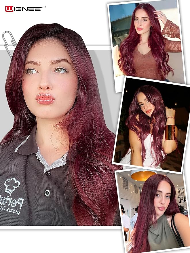 WIGNEE OVO Red Hair Extensions 20 Inch,100g,5PCS,Real Human Remy Hair, Double Hand-Tied Weft,Glueless Micro Bead Install, Add Volume for Thin Hair,Seamless Human Hair Extensions for White Women (BUG)