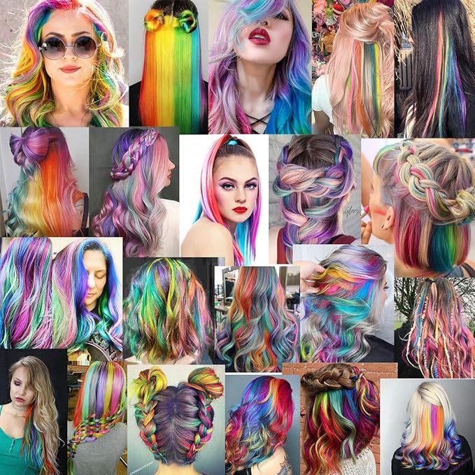 8 PCS Blue Teal Hair Accessories Clip in Colored Hair Extensions for Girls Colorful Hair Pieces Party Highlights Heat Resistant Synthetic Mutilcolors Straight Wig Pieces (Blue Teal)