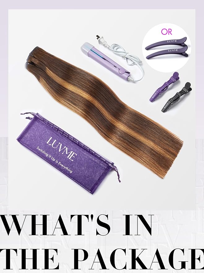 LUVME Clip in Hair Extensions, 135g 20 Inch 7pcs #4/27 Human Hair Extensions Thick on Extensions Real Human Hair Clip on Double Weft Remy Hair