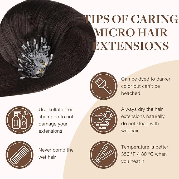 GOO GOO Micro Link Tip Hair Extensions Real Human Hair, 22inch 50g 50S, Invisible Remy Cold Fusion Micro Link Tip Hair Extensions, 2A Light Brown