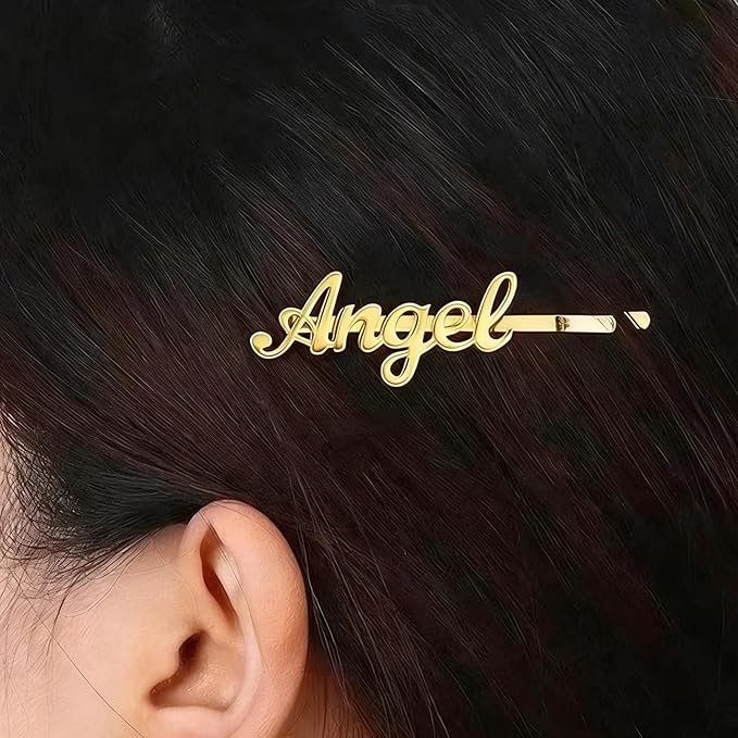 Personalized Name Hair Clip Stainless Steel for Women, Custom Name SlideProof Bobby Pins Hairpin Exquisite Nameplate Barrette Hair Accessories