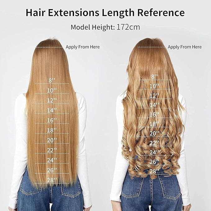 REECHO Multi-Length 20" 22" 24" Long Straight Synthetic 4 PCS Set Thick Clip in on Hair Extensions Dark Brown