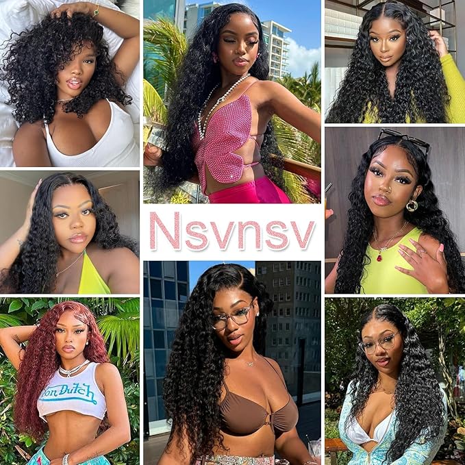 13x6 Deep Wave Lace Front Wigs Human Hair HD Full Lace Frontal Wigs Pre Plucked Bleached Knots 180% Density Deep Curly Human Hair Wig Natural Color 32Inch