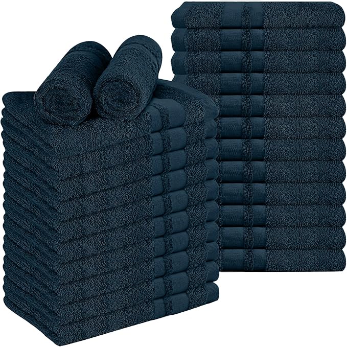 RIVERSIDE Pack of 24 Salon Towels Set โ 16 x 26 Inches, 100% Ring Spun Cotton Highly Absorbent and Quick Dry Towels for Salon, Hand, Barber, Gym, Home & Hair Care, Navy