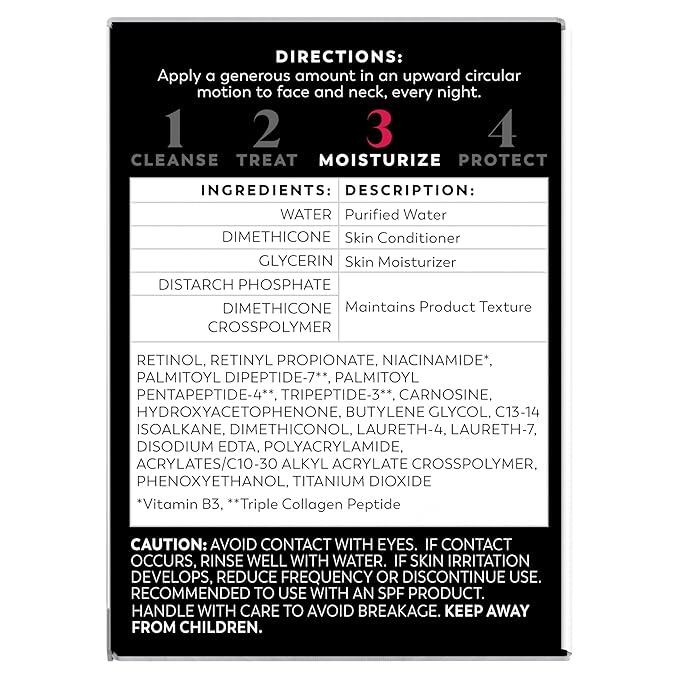 Olay Retinol Night Cream for Women, MAX, Anti-Aging Face Moisturizer, Fragrance-Free, Gift for Women, Non Greasy - Anti-Wrinkle, Hydrating Skin Care - Triple Collagen Cream, Niacinamide, 1.7oz