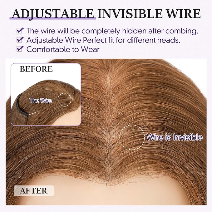 Halo Hair Extensions Real Human Hair,Halo Hair Extension 100% Human Hair, Wire Hair Extensions,Straight Warm Brown 16inch/65g