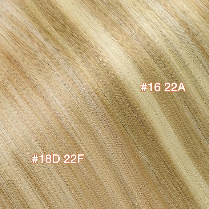GOO GOO Invisi Edge Clip in Hair Extensions Set, 16inch 120g, 5pcs Injected Seamless PU Clip ins and 2pcs Classical PU Clip inss, Virgin Real Human Hair, #P16/22A