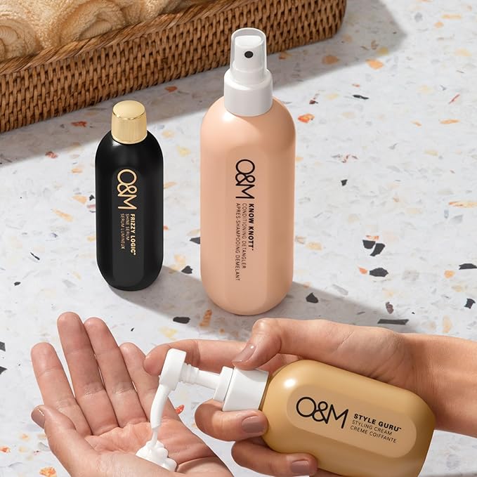 O&M Know Knott Hair Detangler Spray for Women + Kids, Leave in Conditioner Mist Hairspray, Softens, UV Protection, After Swim, Hair Cutting Spray, Vitamin B + Argan Oil, Cruelty Free + Vegan, 8.4oz