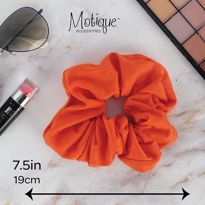 Jumbo Cotton Scrunchie Hair Tie - Orange