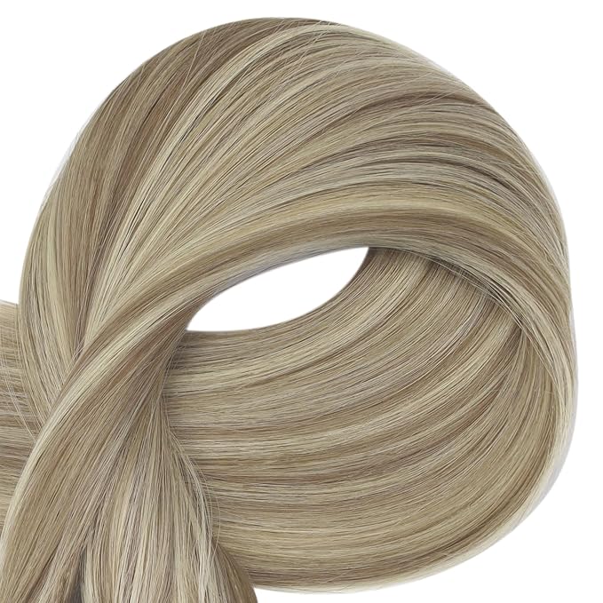 Full Shine Human Hair Clip in Extensions for Woman Balayage Ash Brown Hair Extensions Clip ins Light Blonde Highlight Invisible Lace 12 Inch for Short Hair Ease of Use 3 PCS 60 G