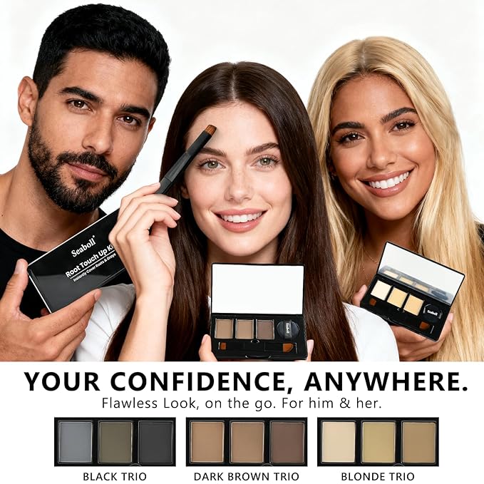 Root Touch Up Hair Powder, 3-Color Hairline Kit for Women & Men| Sweat Resistant & Nourishing, Instant Grey Coverage & Scalp Concealer, Natural Bald Spot Cover Up for Thinning Hair, B-Blonde