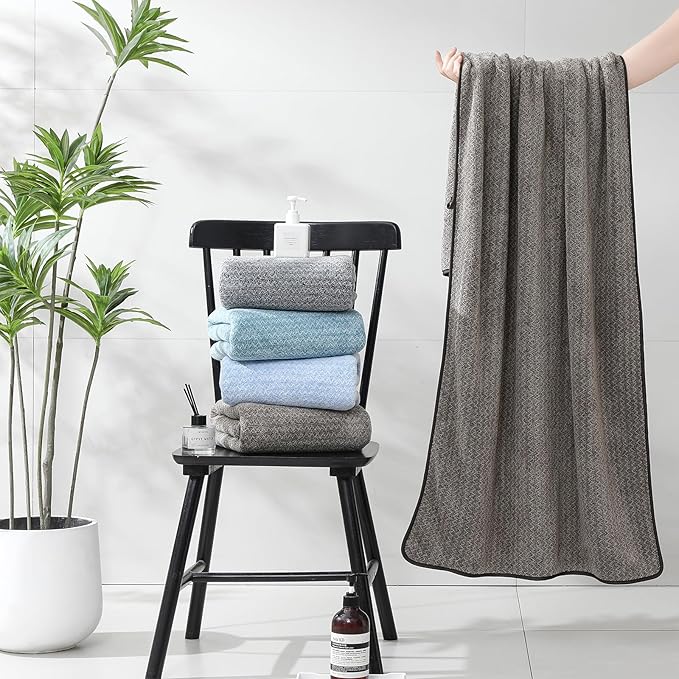 Ultra Soft Bath Towel Set,12 Piece (4 Bath Towels,4 Hand Towels,4 Washcloths) Family Bathroom Towels Set with Hanging Loop,Quick Dry Extra Absorbent Shower Towel for Bathroom,Hotel,Spa-Dark Brown