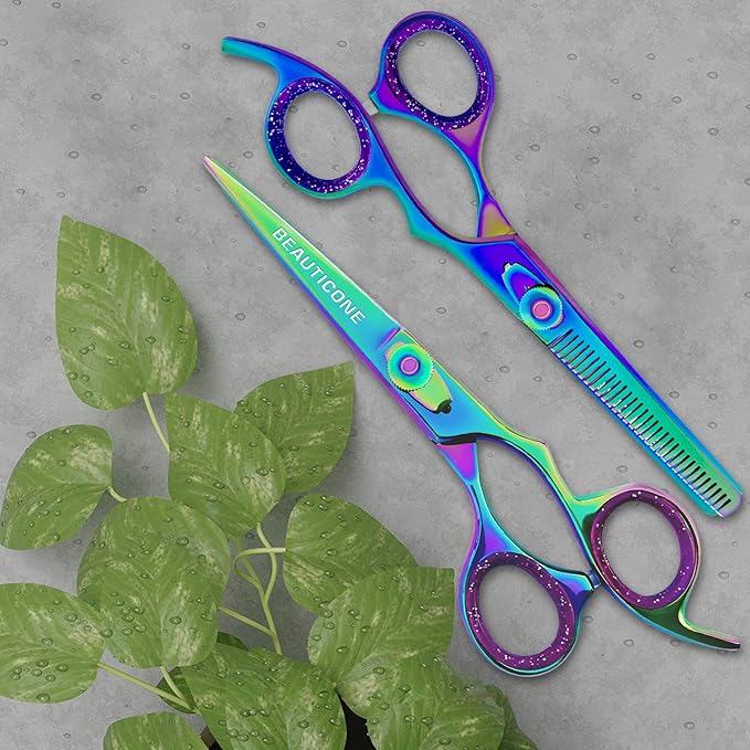 Hair Cutting & Thinning Scissors Set, Professional 6.5" Barber Shears for Haircut Men/Women, Beard & Mustache Trimming Stainless Steel Hairdressing Scissors, Adjustable Screw