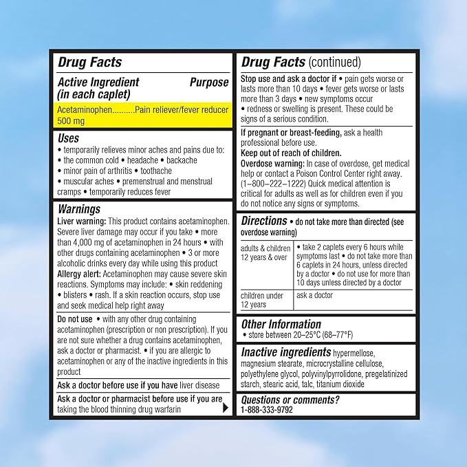 Cabinet: 500mg Acetaminophen for Headache Relief, Toothaches, Sore Throat, and Fever Reducer, Includes 1 Refillable Medicine Jar, 120 Tablets Refillable Glass Jar - w/Travel Tin