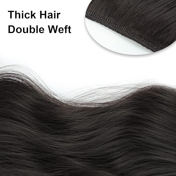 Vigorous Clip in Hair Extensions 20Inch Brown Black Hair Extension 4Pcs Natural & Soft Thick Fiber Double Weft Hairpieces for Women