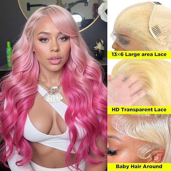 613 13X6 Lace Front Wig Human Hair Body Wave 200 Density HD Lace Front Wigs Human Hair Blonde Wig Human Hair Glueless Wigs Human Hair Pre Plucked Pre Cut 613 HD Lace Frontal Wig 13x6 for Women 28 Inch