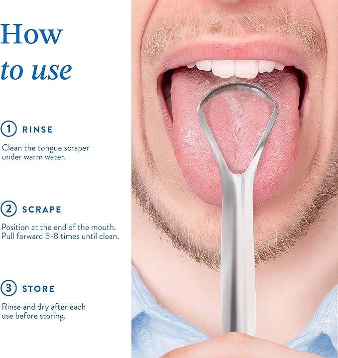 Mouthology Metal Tongue Scraper, Reduce Bad Breath in Seconds, Stainless Steel Tongue Cleaners for Adults, Metal Tounge Scrubber, Tongue Scraper Cleaner for Fresh Breath Tongue Brush (One Pack)