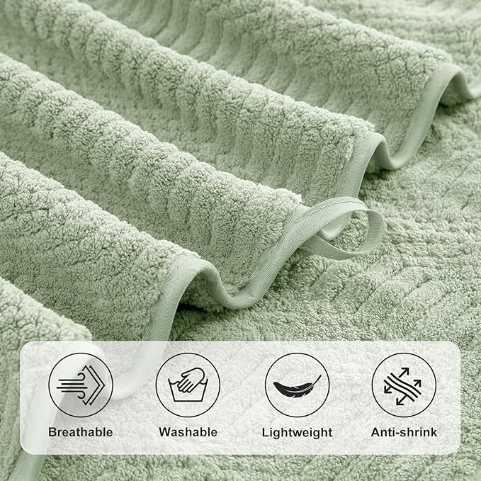Ycosy 4 Pack Extra Large Microfiber Bath Towels Set,35x70 inches,600GSM,Less Lint Highly Absorbent Super Soft & Quick Dry,Oversized Bath Towels,Perfect for Bathroom Gym Pool,Green