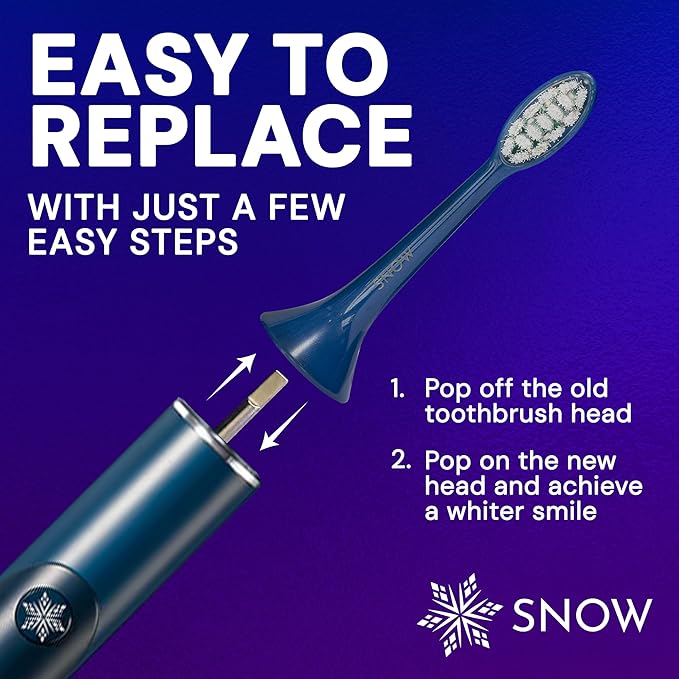 Snow Replacement Head for LED Electric Toothbrush - Replacement Head with Soft Bristles - Blue LED Light & Sonic Technology for Whitening Teeth - Easy Replacement Heads for Rechargeable Toothbrush