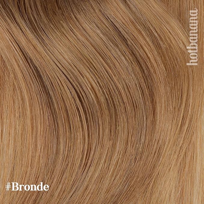 HOTBANANA Human Hair Clip-in Extensions, Bronde 120g Real Human Hair Straight Remy 18 Inch 7pcs