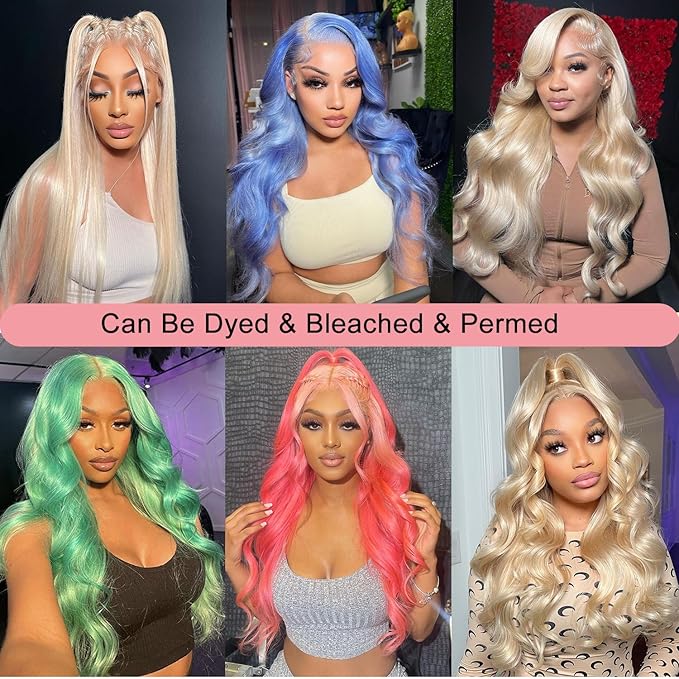 Alimubi 613 Lace Front Wig Human Hair 5x5 Body Wave Glueless Wigs Human Hair Pre Plucked Pre Cut Wear and Go Blonde Wig Human Hair(36 Inch)