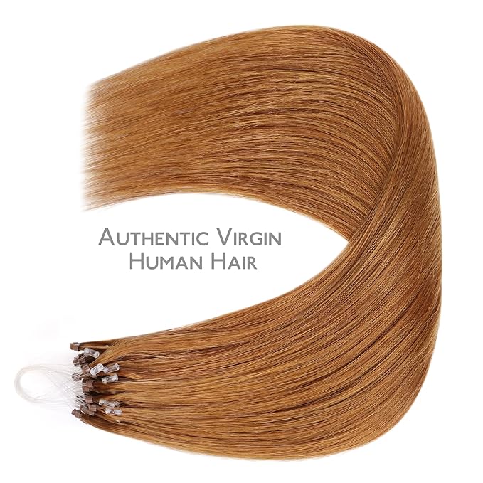 WENNALIFE Microlink Hair Extensions Human Hair, 50g 50s 14 Inch Auburn Ginger Remy Hair Microbead Micro Link Microloop Microring Invisible Straight Natural Fusion Installation