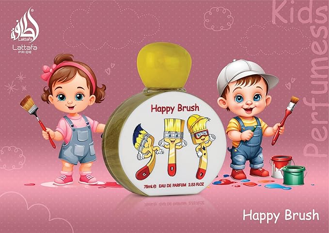 Lattafa Pride Happy Brush for Kids Eau de Parfum Spray, 2.53 Ounce / 75 ml