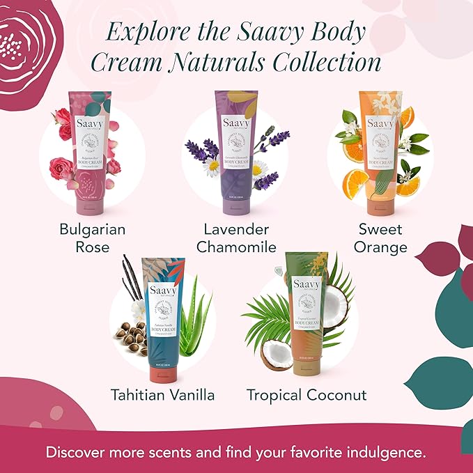 Saavy Naturals Body Cream Bulgarian Rose Plant-Based Ingredients| Made In USA | Absorbent Shea Butter Vegan Formula, Thick and Creamy Body Moisturizer, Body Lotion for Dry Skin- 8.5 Fl Oz, 2 Pack