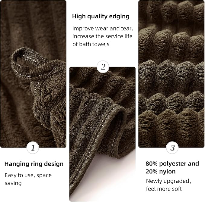 Extra Large Bath Towel Set of 6 (40"x80"),Oversized Bath Sheet Super Soft Highly Absorbent Microfibers Quick Dry Luxury Shower Towel for Bathroom Spa Gym Hotel Yoga (Brown, 6Piece)