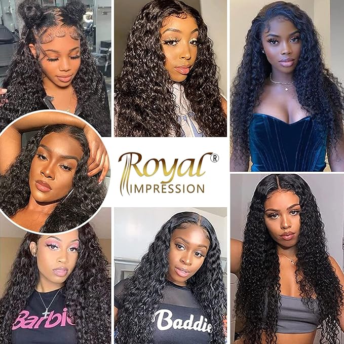 34 Inch Deep Wave Lace Front Wigs Human Hair 200% Density 13x4 HD Transparent Full Lace Frontal Wigs Human Hair 12A Deep Curly Glueless Wigs Human Hair Pre Plucked for Black Women 3X Longer Lifespan