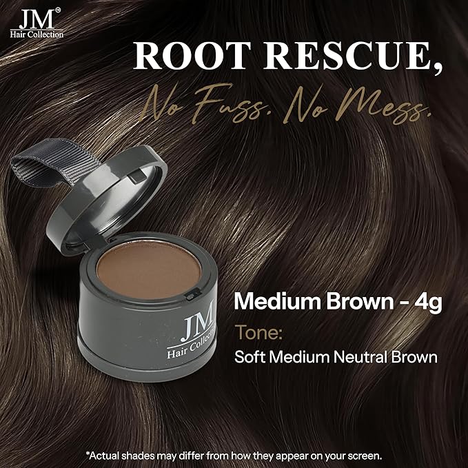 Root Cover Up - Medium Brown Hair Color Powder, Water-Resistant, All Hair Types - 4 oz