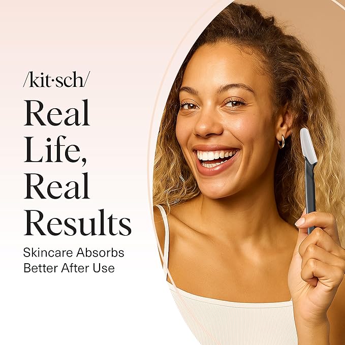 Kitsch Dermaplane Razor for Women Face – Face Razors for Women & Men, Eyebrow Trimmer & Face Shaver – Exfoliating Facial Razor & Skin Care Tool for Smoother Skin - Black, 6 pcs