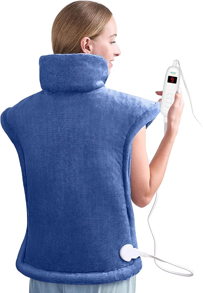 ALLJOY Heating Pad for Back Pain Relief, 24"x33" Weighted Heating Pads for Neck and Shoulder, Christmas Gifts for Women Men, Back Heating Pads Fast-Heating with 10 Heat Settings, 4 Timing Setting