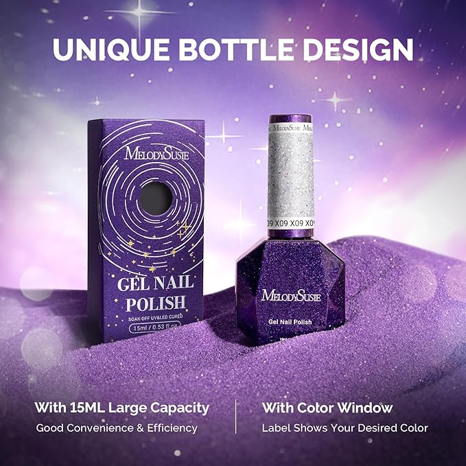 MelodySusie Galaliver Silver Glitter Gel Nail Polish, 15ML Shimmer Silver Diamond Sparkle Gel Polish Soak Off UV LED Cured Long Lasting Gift for Women DIY Nail Design Nail Art Manicure X09