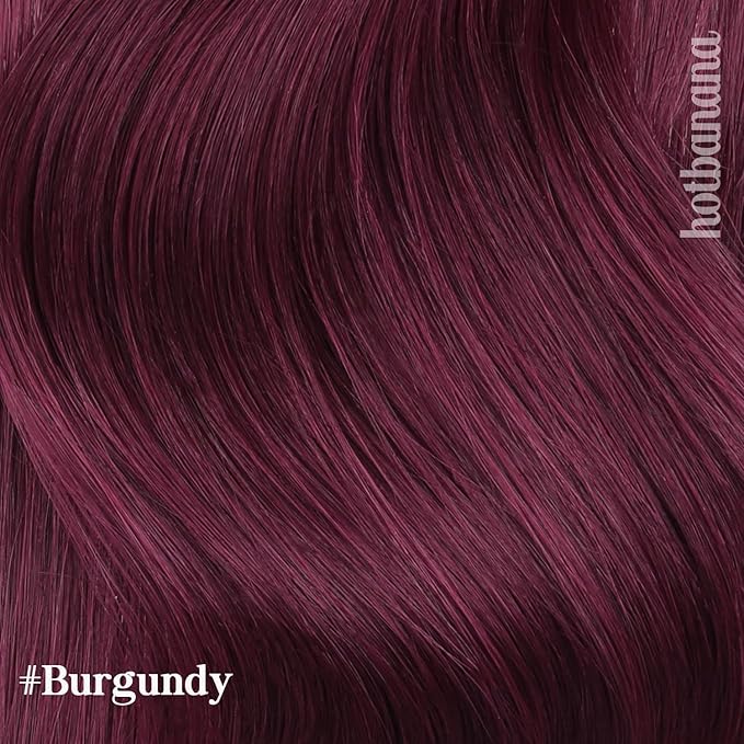 HOTBANANA Human Hair Clip in Hair Extensions, Burgundy 120g Real Human Hair Straight Remy Hair Clip in Hair Extensions 24 Inch 7pcs