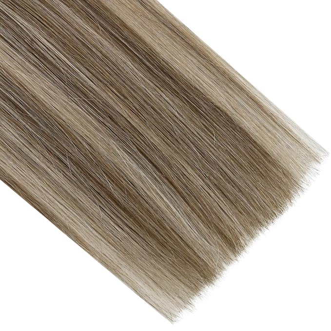 Full Shine Butterfly Weft Hair Extensions Genius Weft Color 6 Chestnut Brown To 60 Platinum Blonde Highlighted 6 Chestnut Brown Invisible Ovo Weft Hair For Women 16 Inch 80G