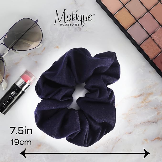Jumbo Cotton Scrunchie Hair Tie - Navy