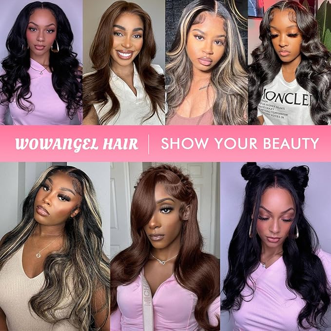 WOWANGEL 13x6 HD Lace Front Wigs Human Hair Body Wave Pre Plucked SKINLIKE 0.1mm Extremely Thin Real HD Lace Front Wigs 180% Density Glueless Human Hair Wigs for Women 26 Inch