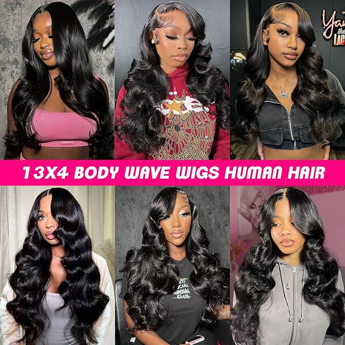Human Hair Wig Body Wave Lace Front Wigs 180% Density 13x4 Pre Plucked Natural Hairline with Baby Hair HD Frontal Lace Wig For Women 22 inch