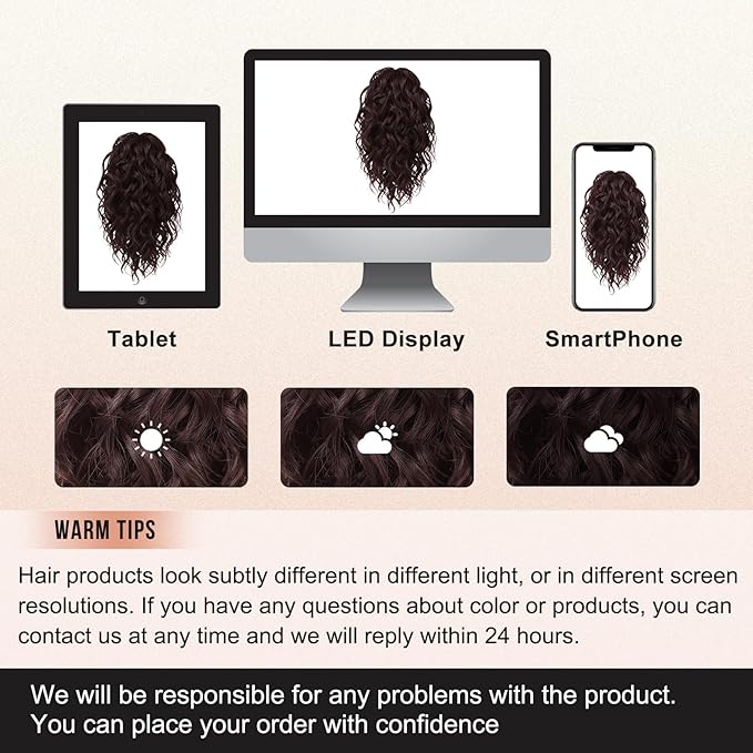 Flufymooz Ponytail Extension, 12" Short Claw Ponytail Extension Wavy Curly Jaw Clip in Pony tails Hair Extension Natural Synthetic Hairpiece for Women (Ombre Burgundy)