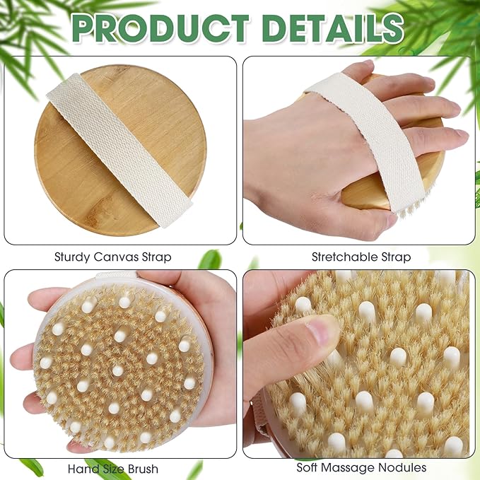 Gejoy 20 Pcs Dry Brushing Body Brush Exfoliating Brush with Massage Nodule Dry Skin Body Scrubber for Shower Bath Back Circulation Improvement Dead Skin Exfoliator (4.3 x 4.3 Inches,Wood Color)