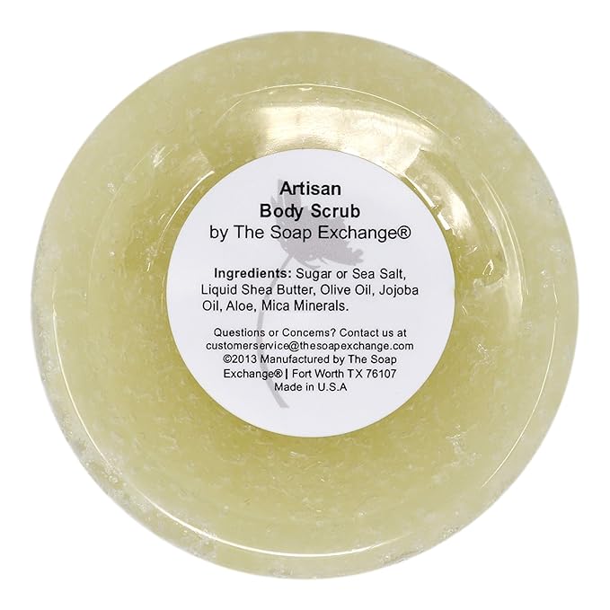 The Soap Exchange Sugar Body Scrub - Unscented Fragrance Free - Hand Crafted 16 fl oz / 480 ml Natural Artisan Skin Care, Shea Butter, Exfoliate, Moisturize, & Protect. Made in the USA.
