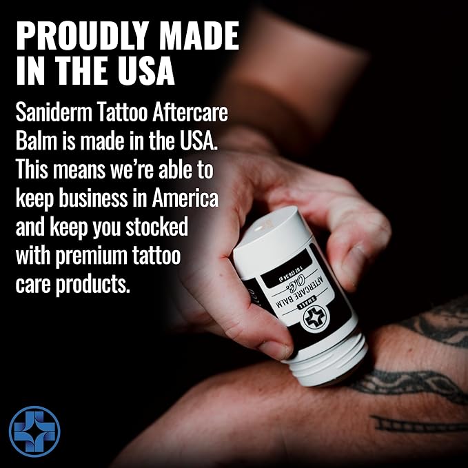 Saniderm Original Tattoo Aftercare Balm - Large (2.2 oz) – Petroleum-Free, Fragrance-Free Natural Tattoo Moisturizer Made with Hydrating Shea Butter – Heals New Tattoos, Rejuvenates Old Tattoos