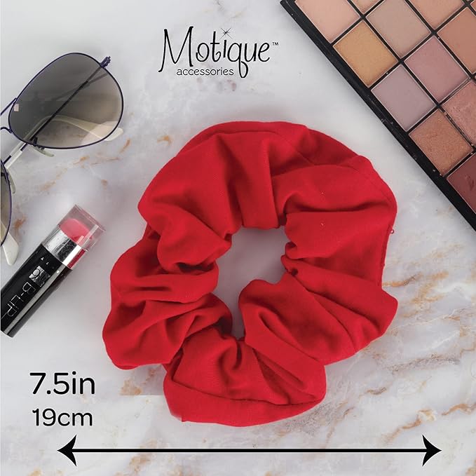 Jumbo Cotton Scrunchie Hair Tie - Red