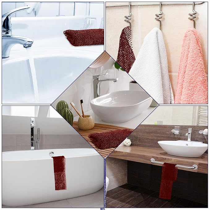 Geiserailie African Net Sponge Long Bathing Net Shower Body Scrubber Back Scrubber Skin Smoother Bathing Sponge for Daily Use or Stocking Stuffer(Wine Red)