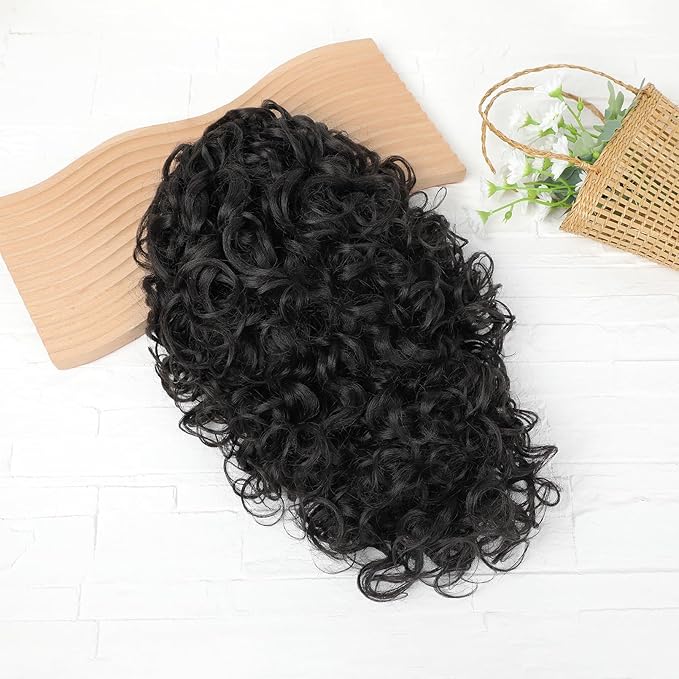 Flufymooz 100% Pure Protein Ponytail Extension, 18 Inch Curly Claw Clip Ponytail Hair Extensions Natural Soft pony tail hairpiece for women-Black Brown