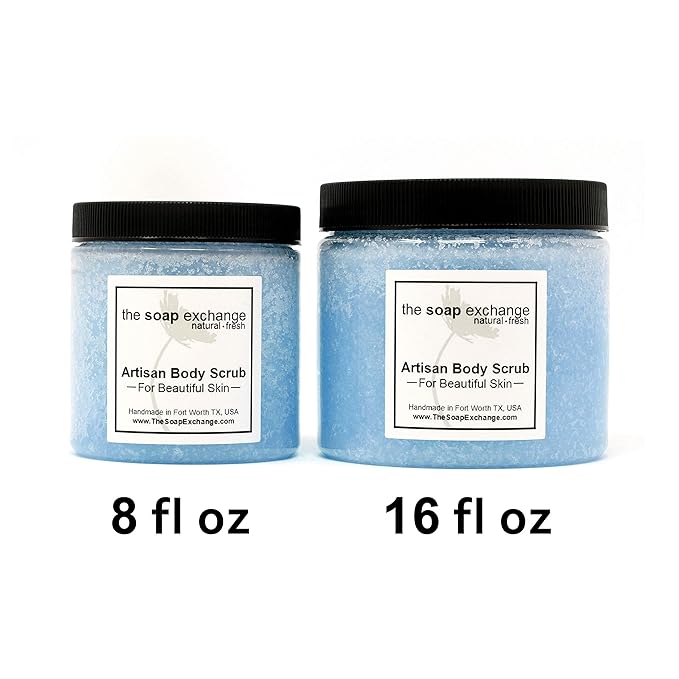 The Soap Exchange Sugar Body Scrub - Barbershop Scent - Hand Crafted 8 fl oz / 240 ml Natural Artisan Skin Care, Shea Butter, Exfoliate, Moisturize, & Protect. Made in the USA.