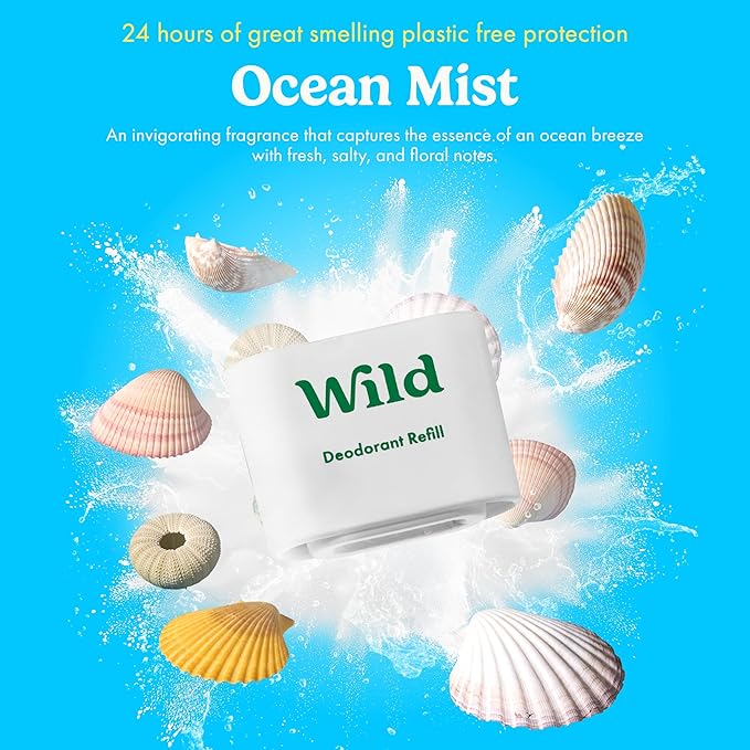 Wild - The Full Monty Starter Kit - Black Case with Refills in a Variety of Fresh Scents 5 x 1.4oz - Refillable Deodorant & Aluminum Free - Long Lasting Protection - Vegan