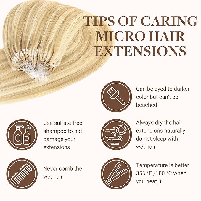 GOO GOO Micro Link Hair Extensions Real Human Hair, Upgraded 100g 100S, 22 Inch Cold Fusion Microlinks, Invisible Remy Hair, 18D/22F Dirty Blonde Highlights